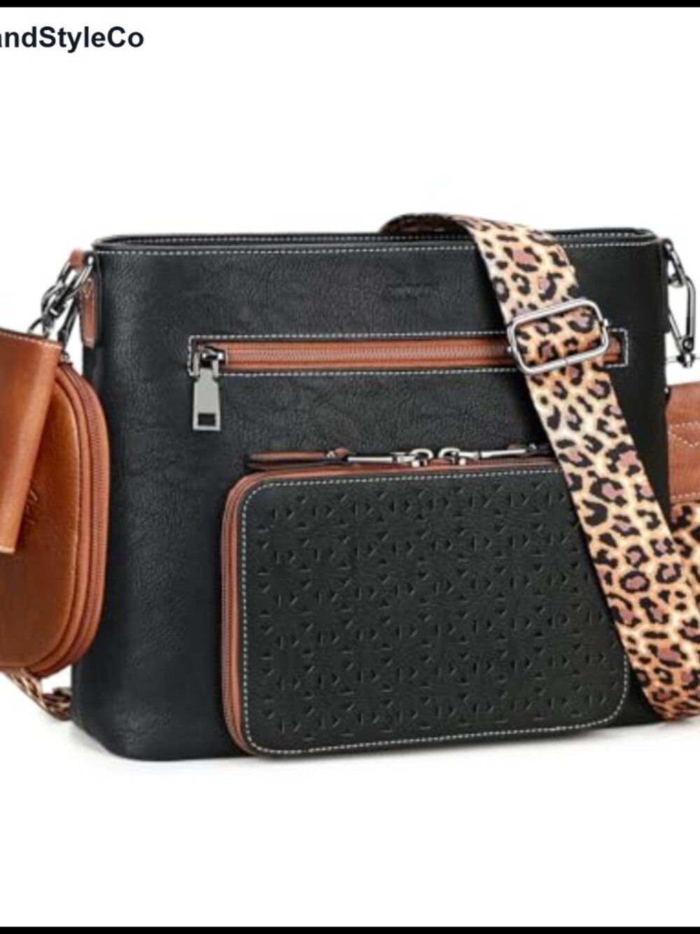 Women's Medium Multi Pocket PU Leather Crossbody Bag with RFID Wallet